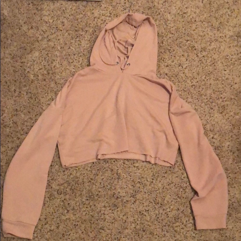 Nastygal baby pink cropped hoodie